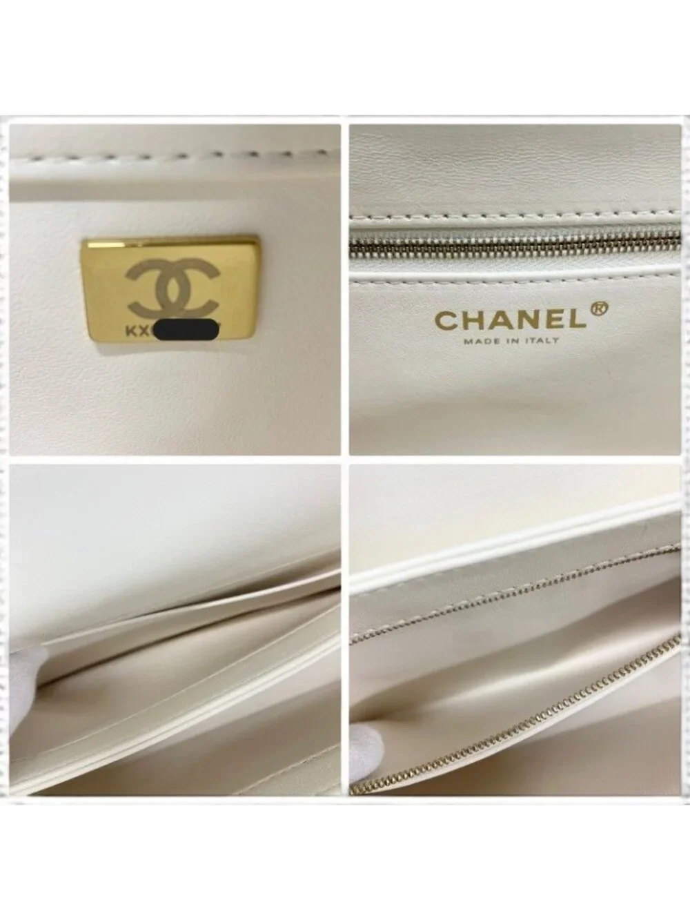 Chanel Trendy CC Shoulder Bag White Gold CC Logo Turnlock Rhinestone Chain 2-Way